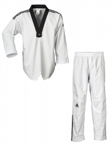 adidas TKD Anzug ADI Fighter mit Streifen schwarzes Revers