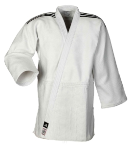 adidas Judoanzug CHAMPION III IJF - Model 2 weiß/schwarze Streifen JIJF