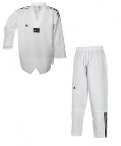 adidas TKD Anzug ADI Club 3 strips weißes Revers