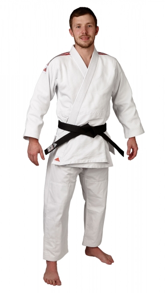 adidas Judo-Anzug "Quest" weiß/rote Streifen, J690