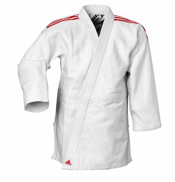 adidas Judo-Anzug "Quest" weiß/rote Streifen, J690