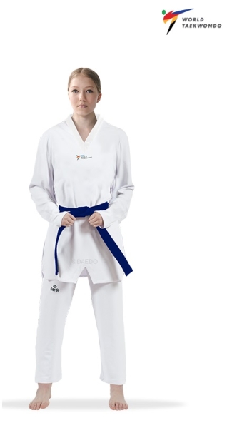 Daedo WT-Stil Wettkampf Dobok weißer Kragen TA 2026 - inkl. Rücken- und Hosenbeindruck